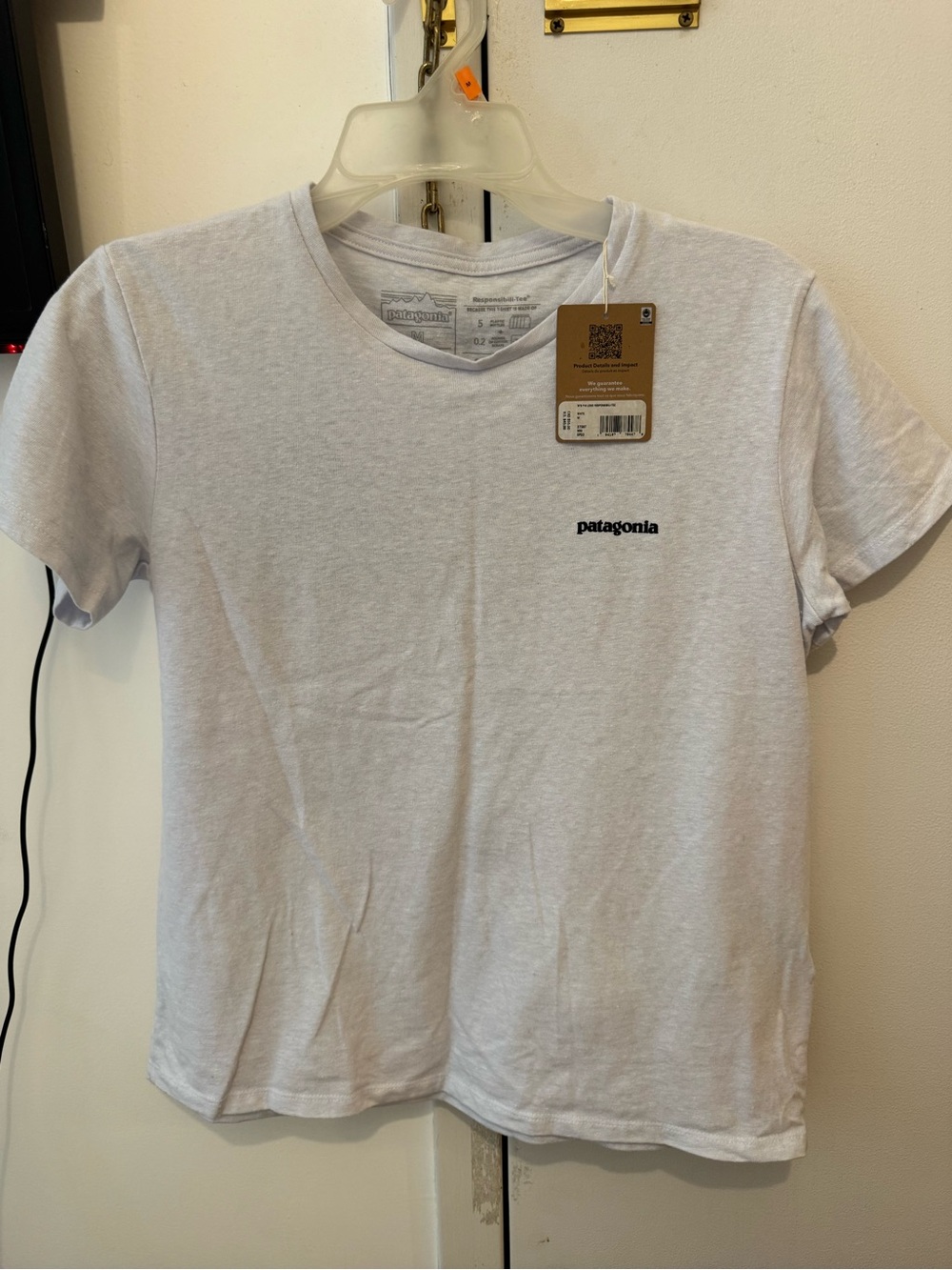 Patagonia Womens Responsibili-Tee White/Light Blue Cotton